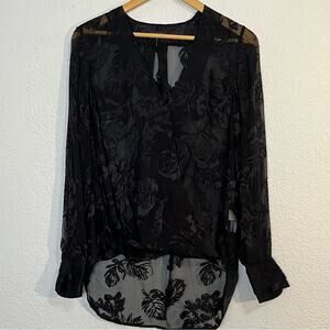 Rag & Bone Victor floral silk blend sheer long sleeve blouse Whimsigoth Office